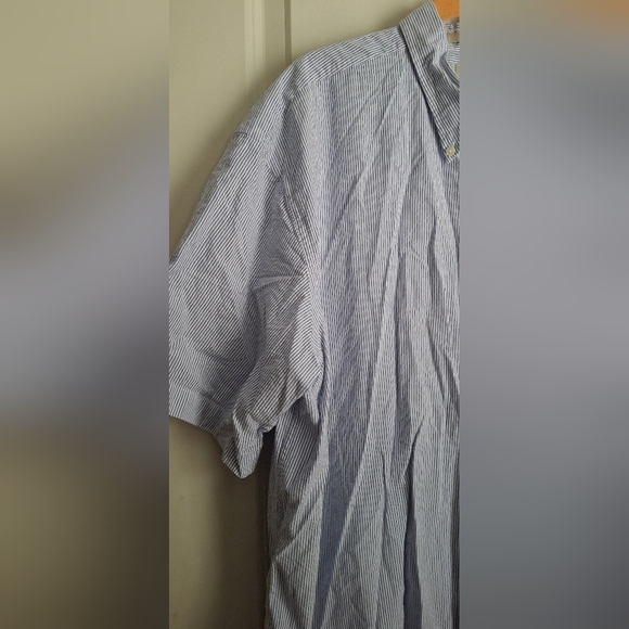 L. L. Bean Men White Cotton Button Tunic Shirt Top XL Roll Tab Short Sleeves - Picture 7 of 8